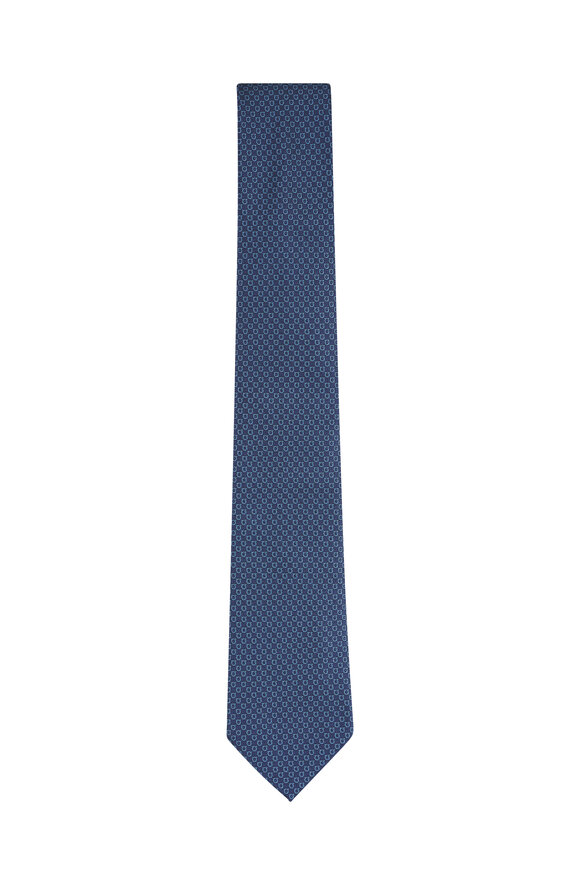 Ferragamo Medium Blue Gancini Jacquard Necktie - view 1