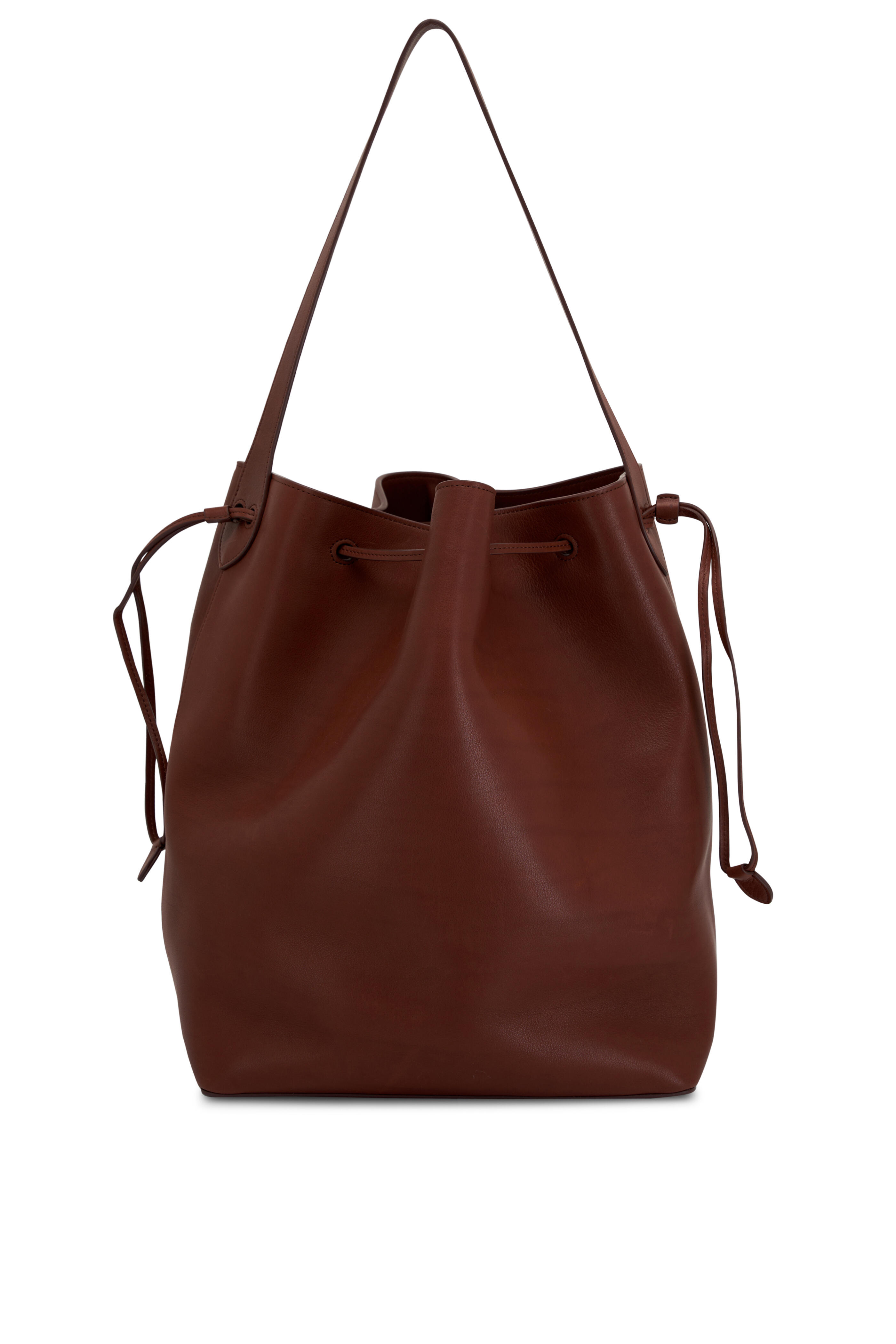The Row - Belvedere Coffee Leather Drawstring Tote