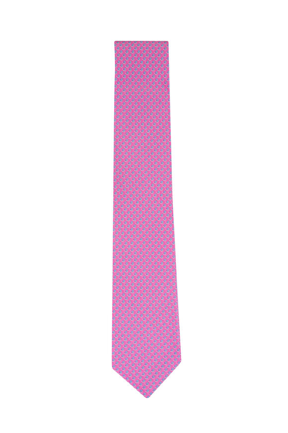 Ferragamo Pink Snail Print Silk Necktie