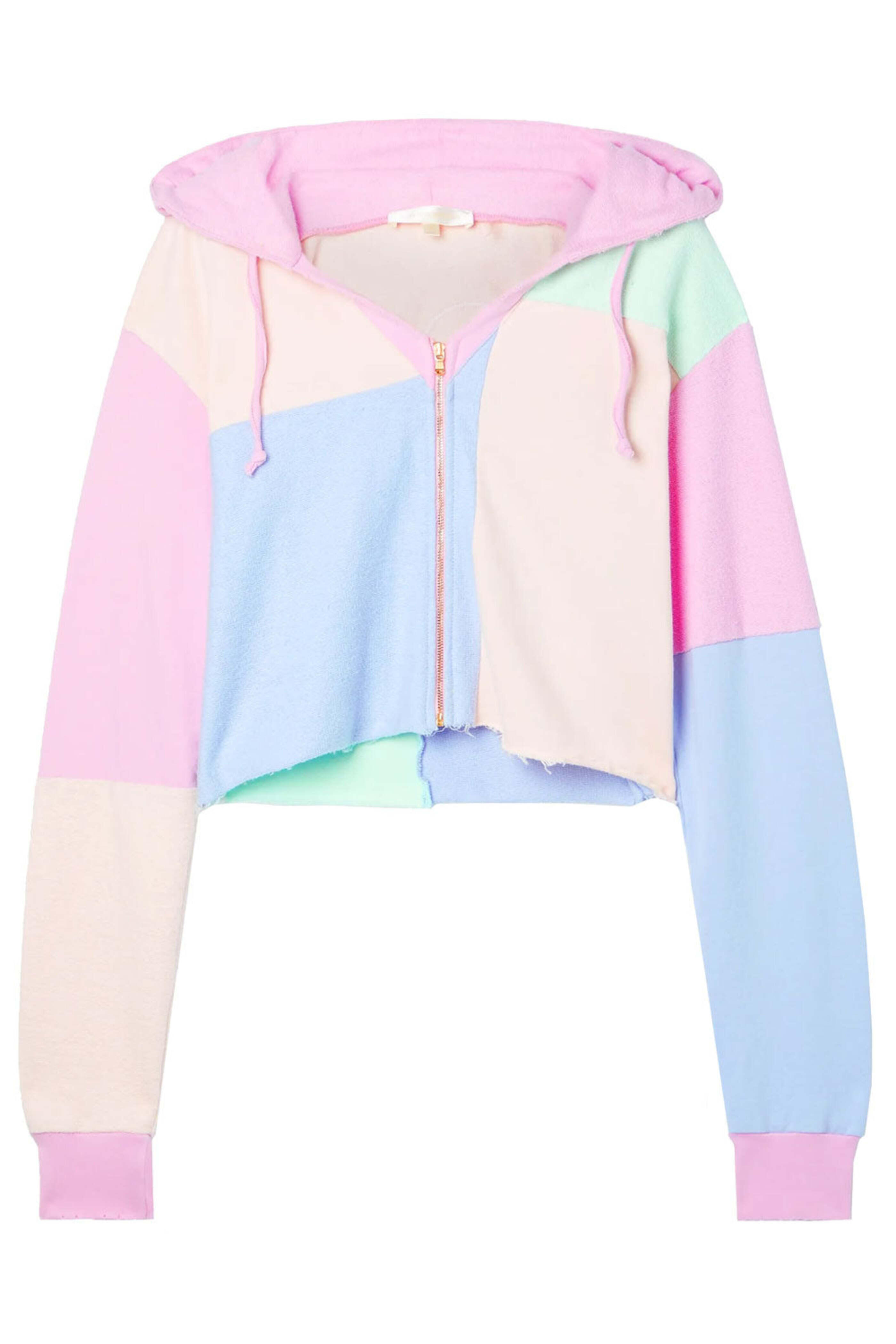Loveshackfancy - Pastel Paradise Patchwork Alden Crop Zip Hoodie