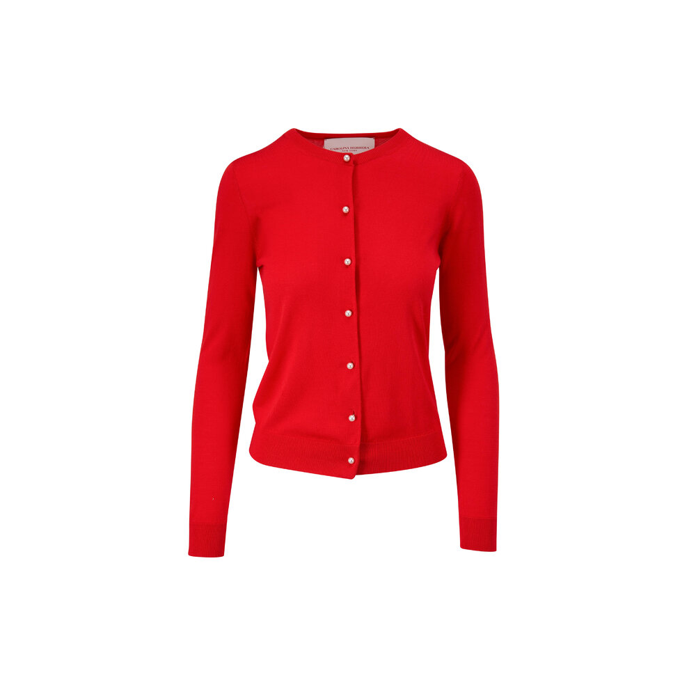 Carolina Herrera - Lacquer Red Basic Knit Cardigan