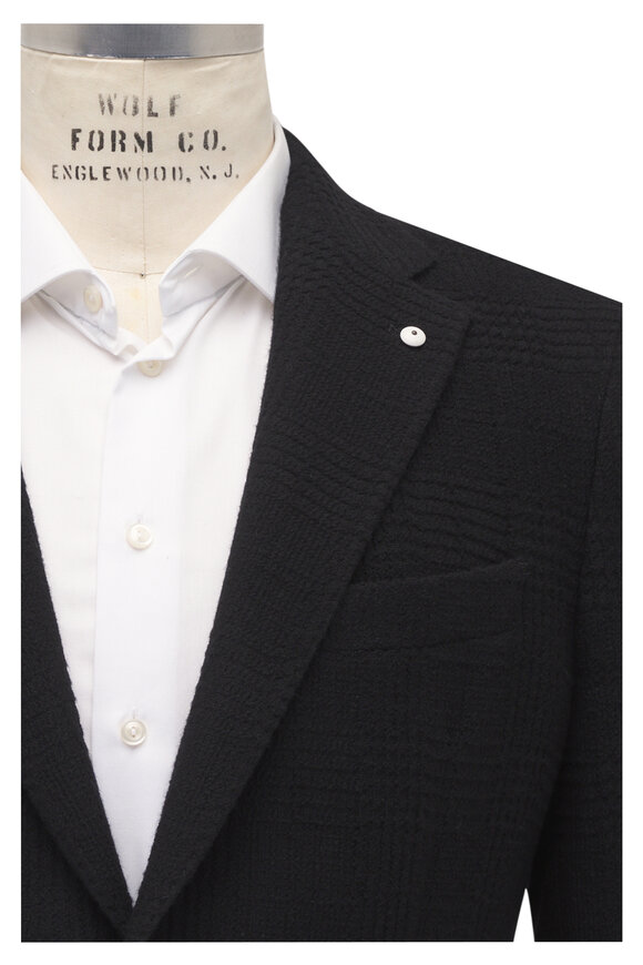 L.B.M. 1911 Black Tonal Plaid Wool Sportcoat