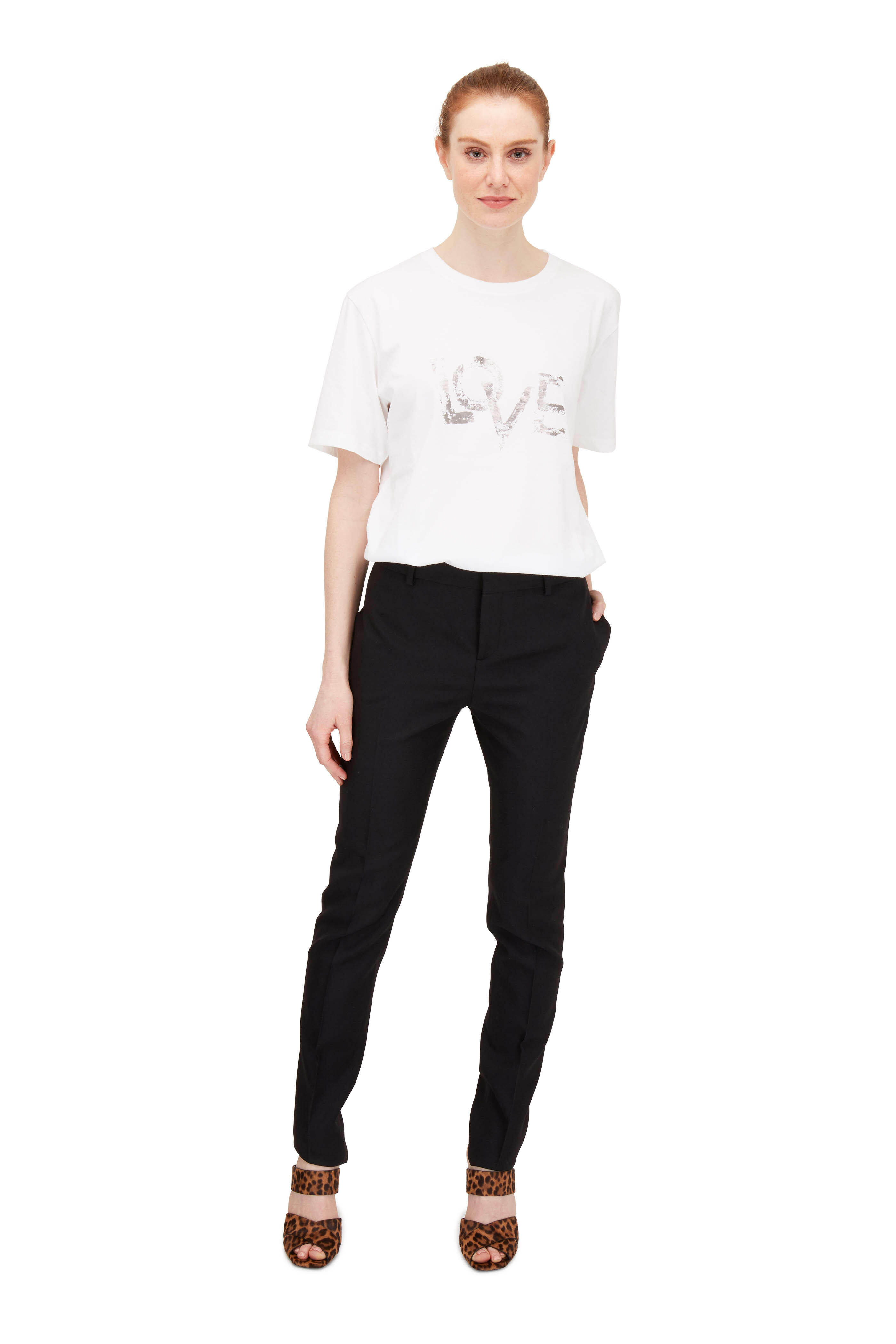 Saint Laurent - Natural Foiled Silver LOVE T-Shirt