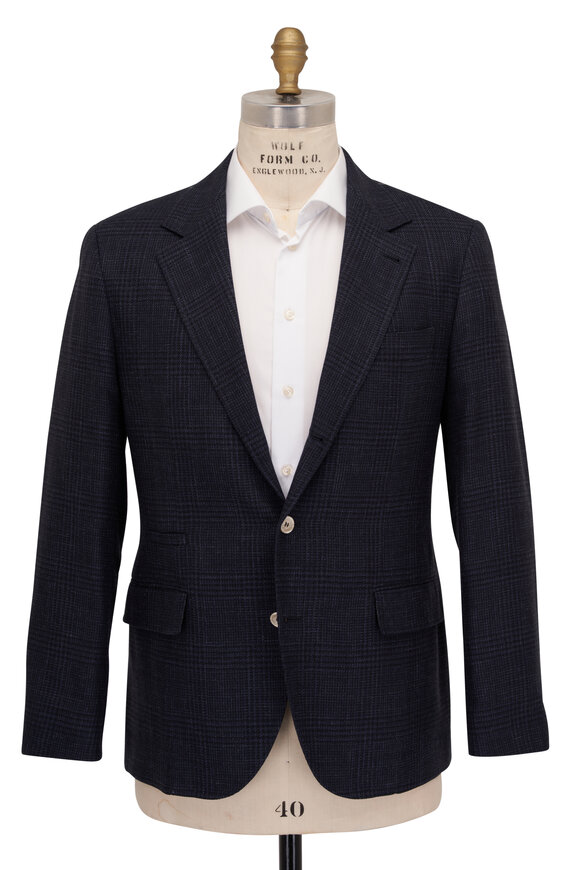 Brunello Cucinelli - Prince Of Wales Deconstructed Navy Sportcoat