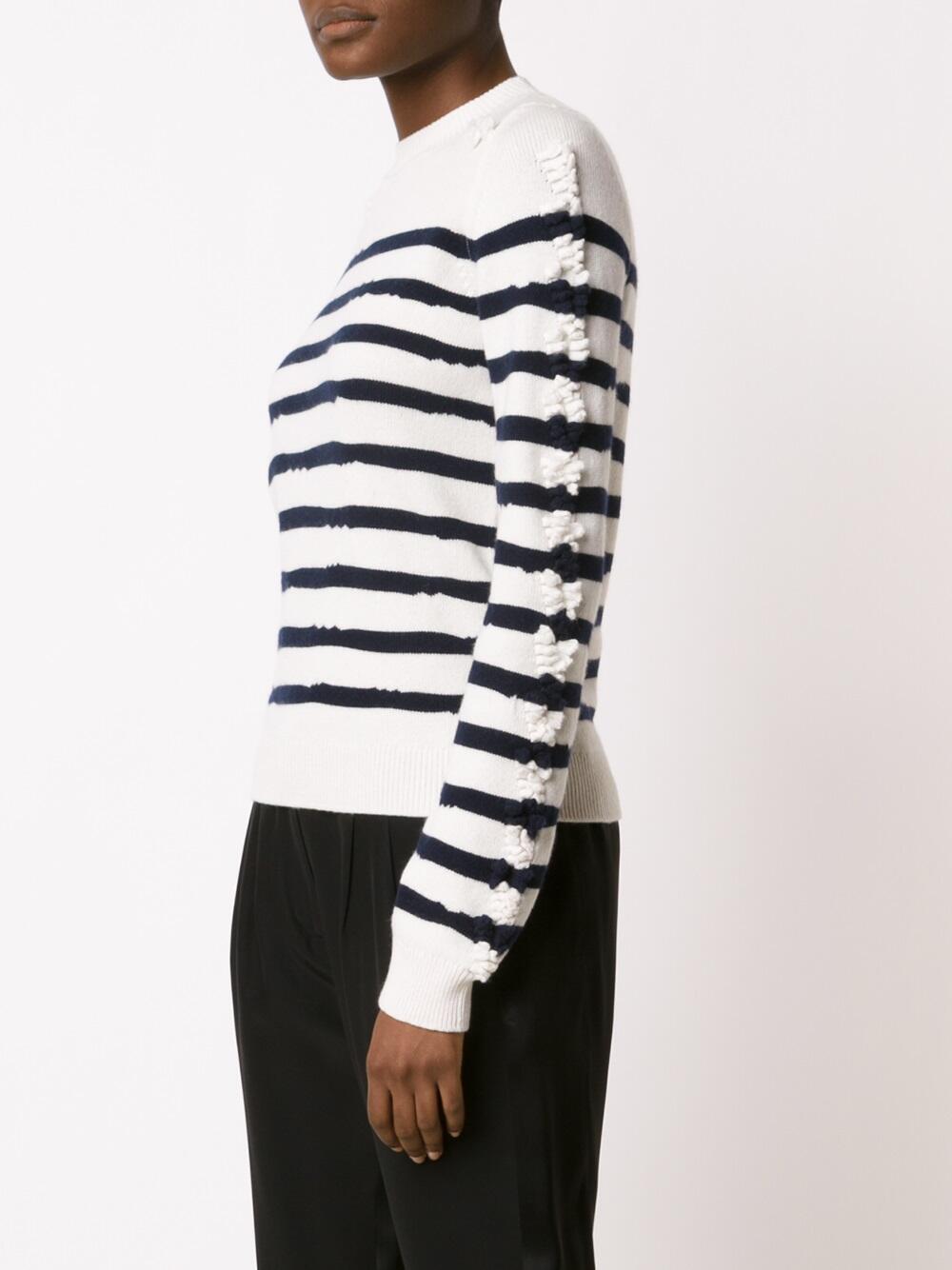 Barrie - Navy Blue & White Striped Cashmere Sweater