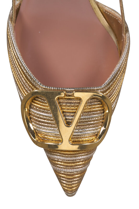 Valentino Garavani VLogo Light Gold Slingback, 40mm - view 5
