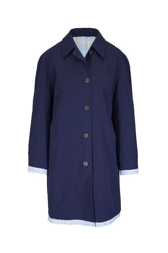 Miu Miu Royal Blue Cotton Poplin Trench Coat