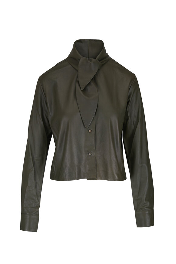 TWP Green Paper Leather Tie Insert Shirt - view 1