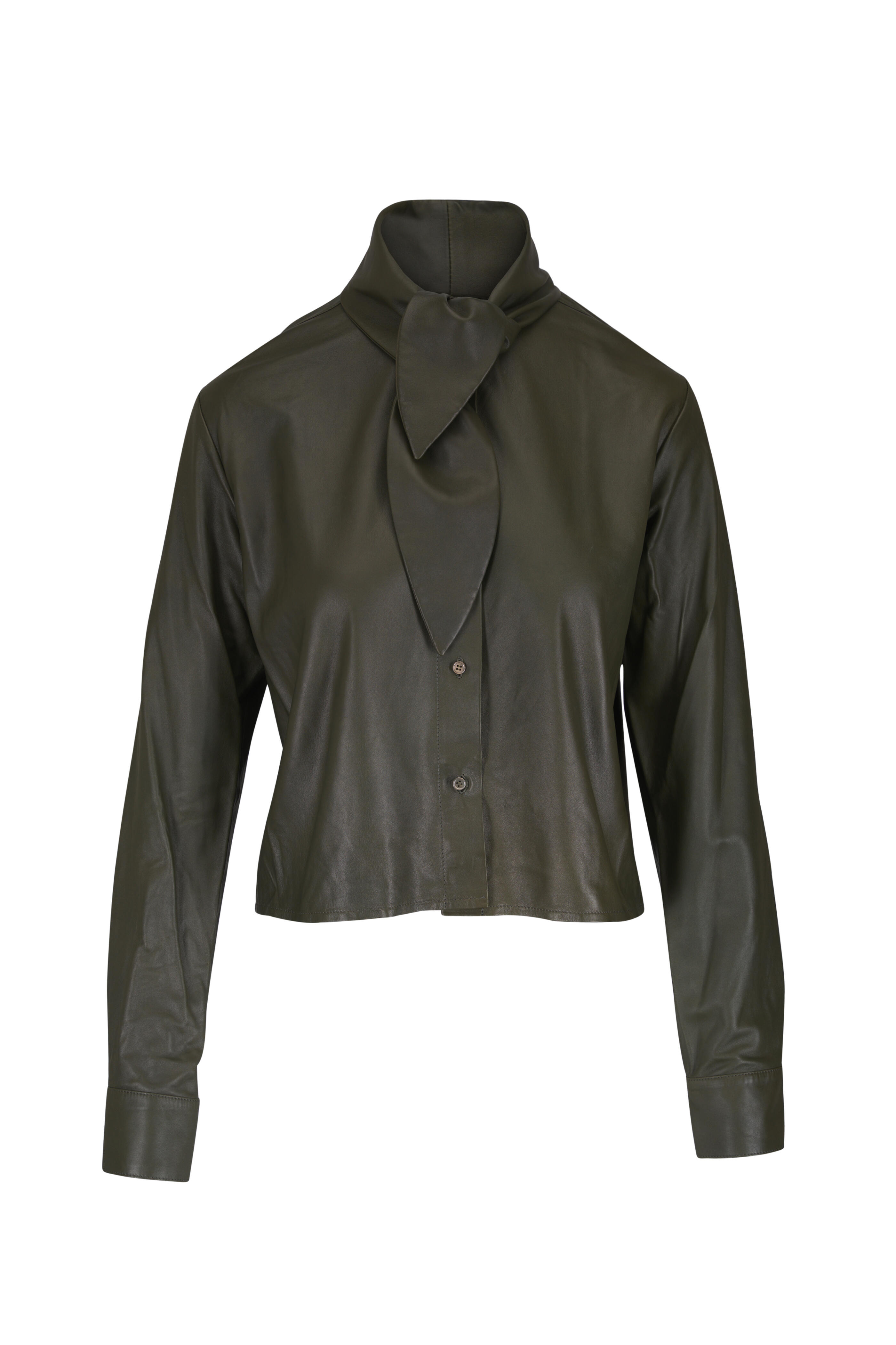 TWP - Green Paper Leather Tie Insert Shirt - view 1