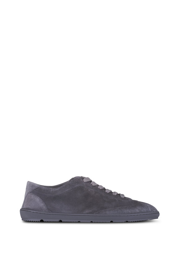Brunello Cucinelli Gray Solid Suede Low Top Sneaker - view 3