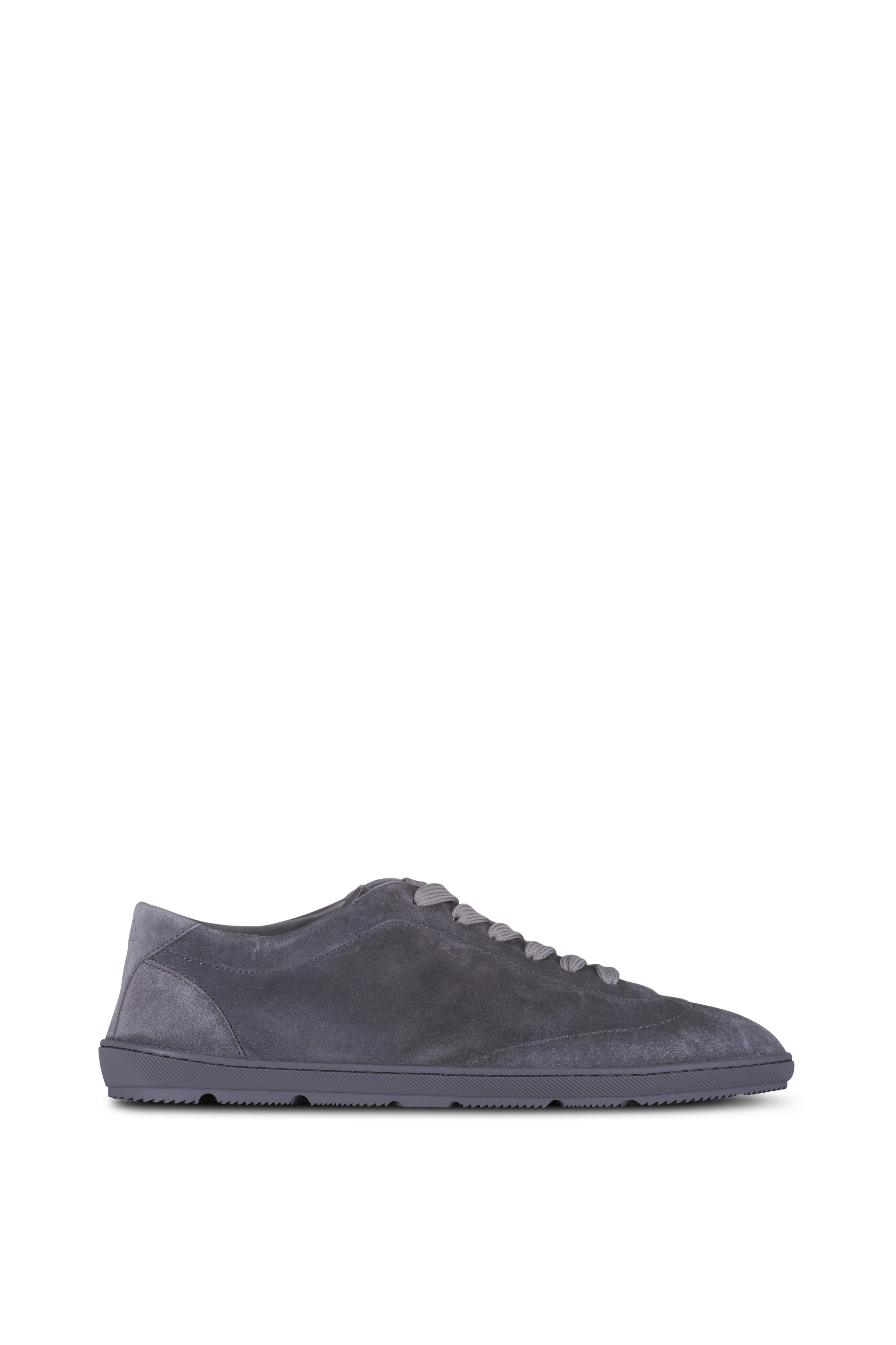 Brunello Cucinelli - Gray Solid Suede Low Top Sneaker
