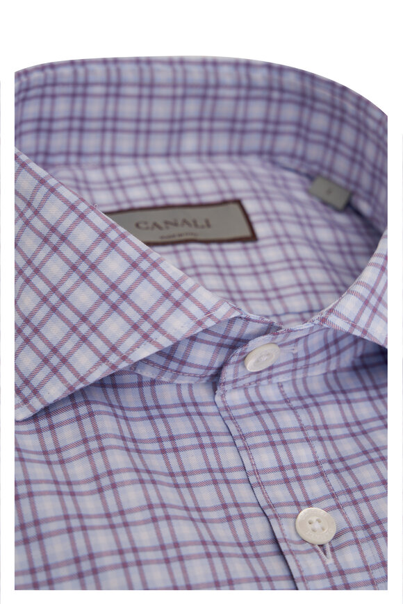 Canali - Blue & Purple Check Cotton Sport Shirt