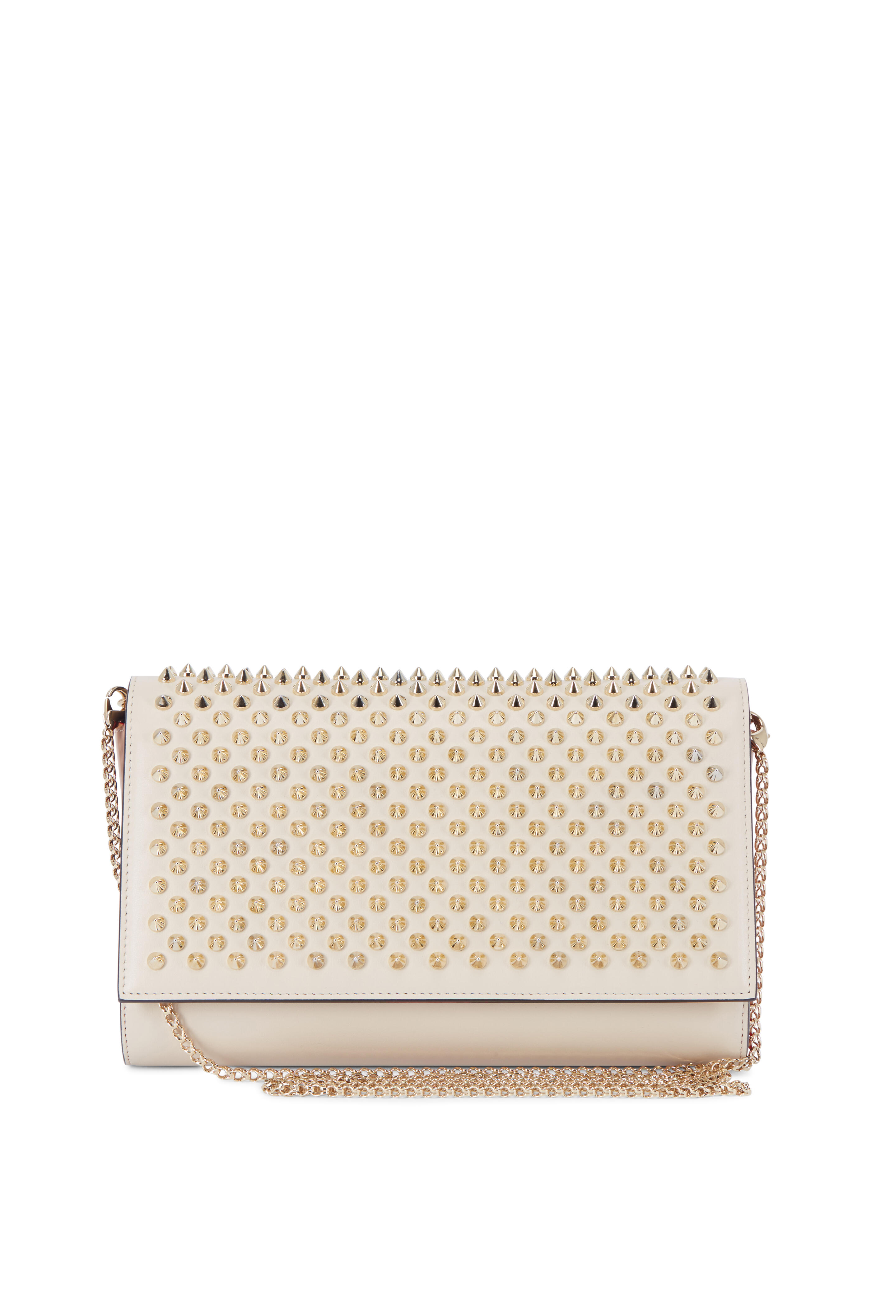Christian Louboutin - Paloma Ivory Leather Spiked Convertible Clutch