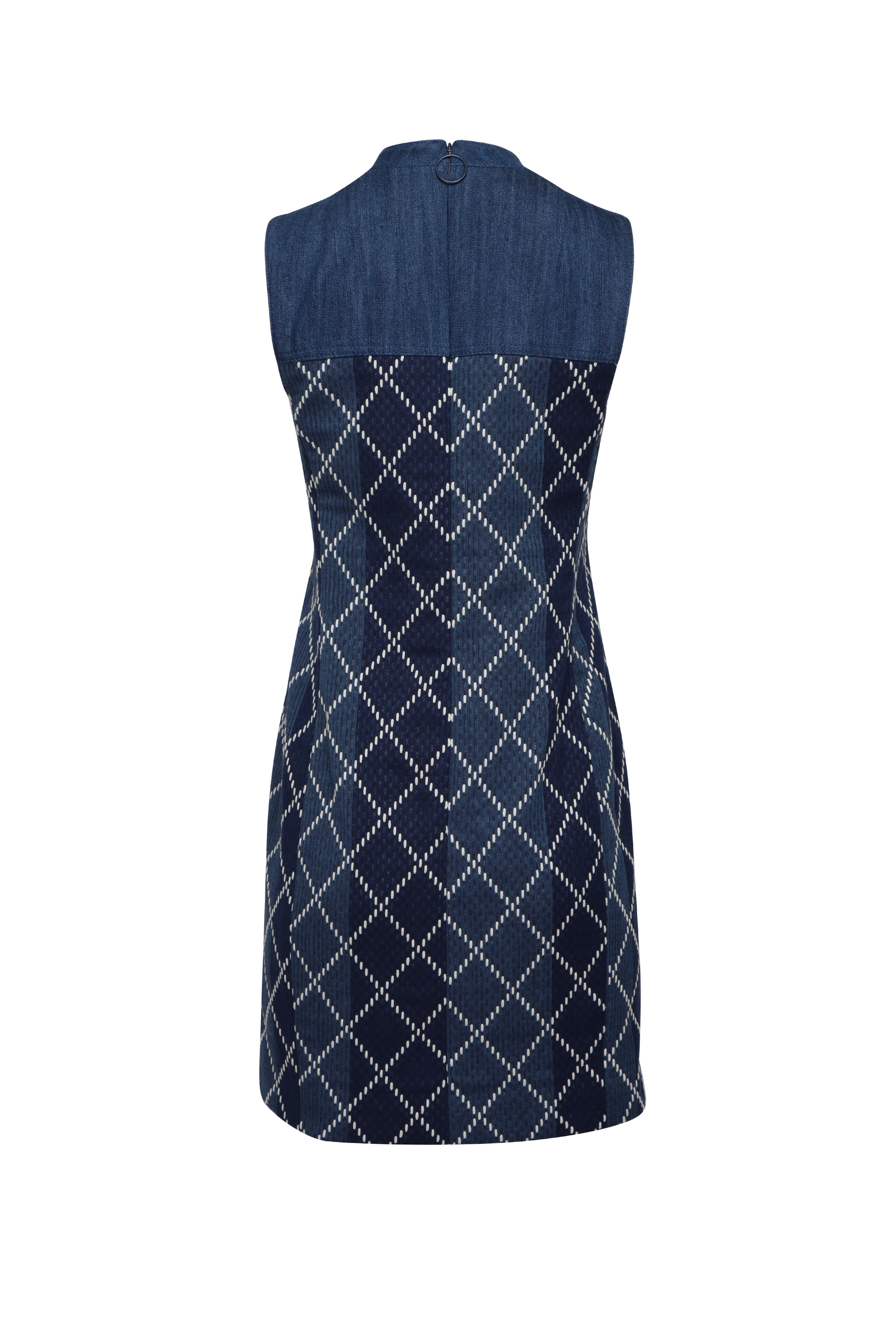 Akris Punto - Medium Blue Diamond Jacquard Denim Dress