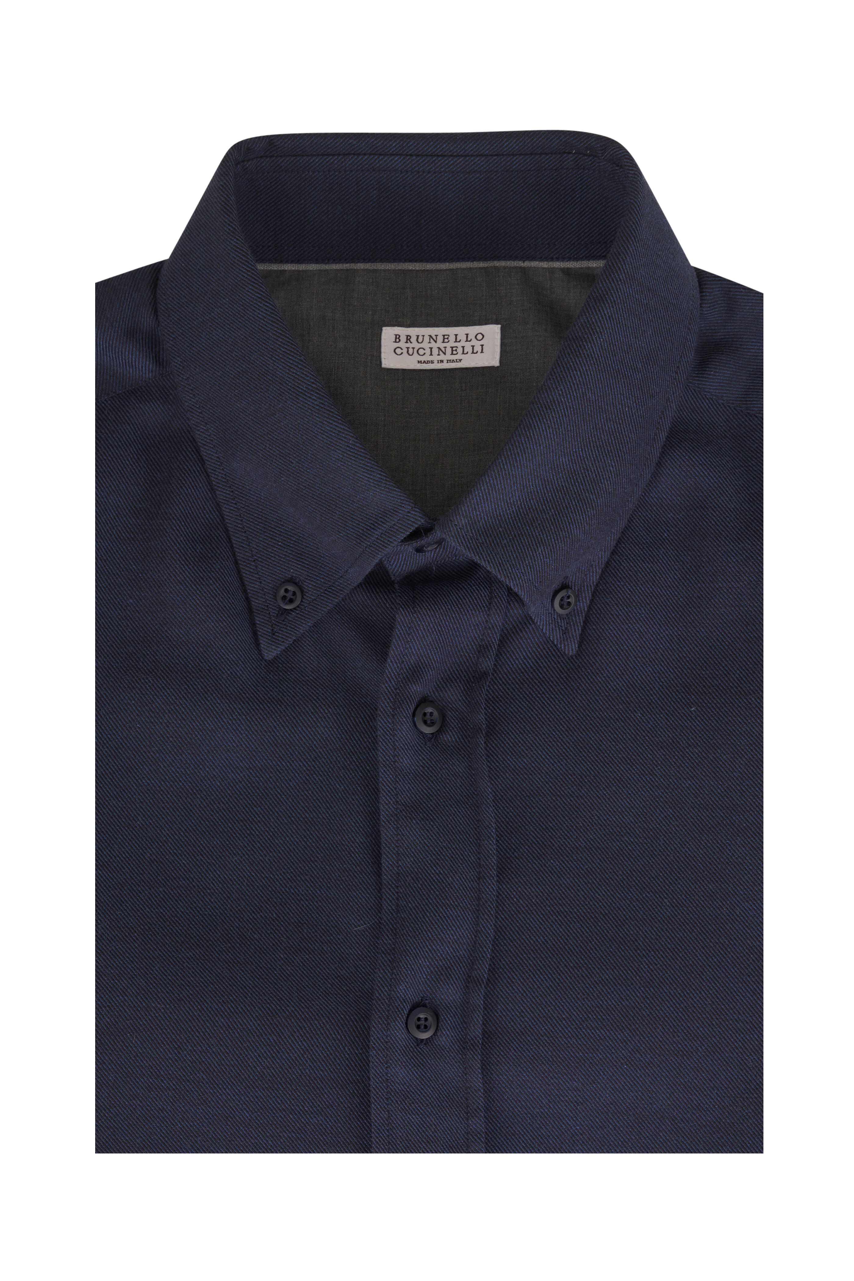 Brunello Cucinelli - Navy Cotton & Cashmere Sport Shirt - view 1