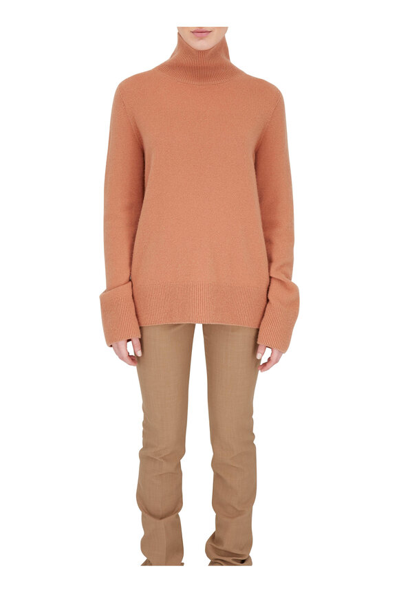 The Row - Milina Caramel Wool & Cashmere Turtleneck Sweater 