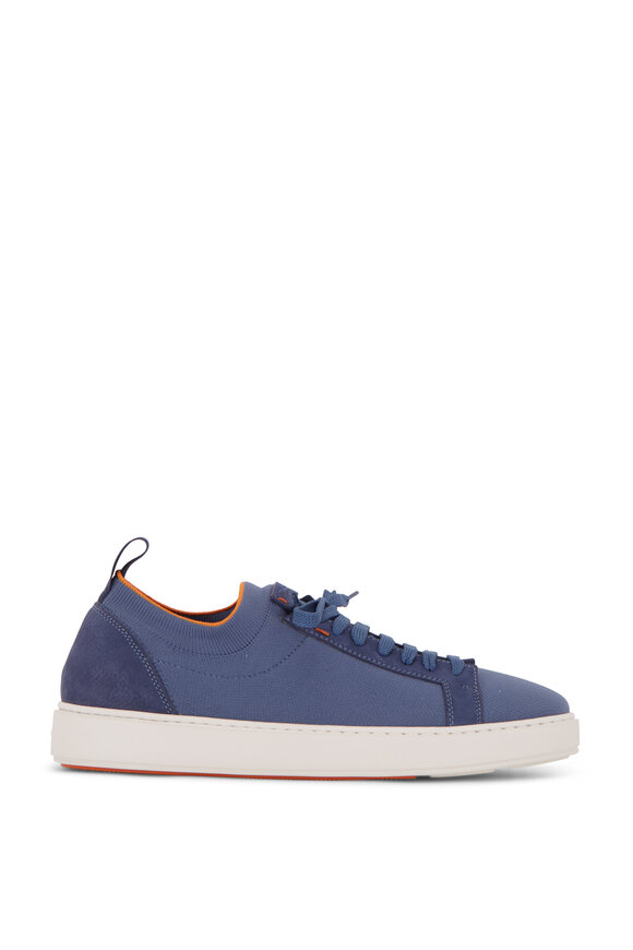 Santoni - Daftest Blue Knit Sneaker | Mitchell Stores display picture 1