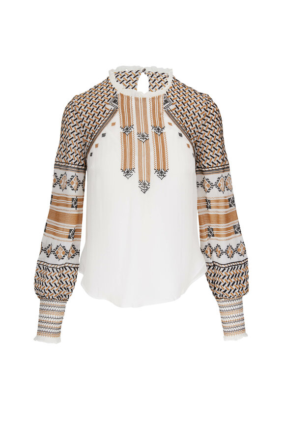 Veronica Beard - Isabella White Embroidered Top