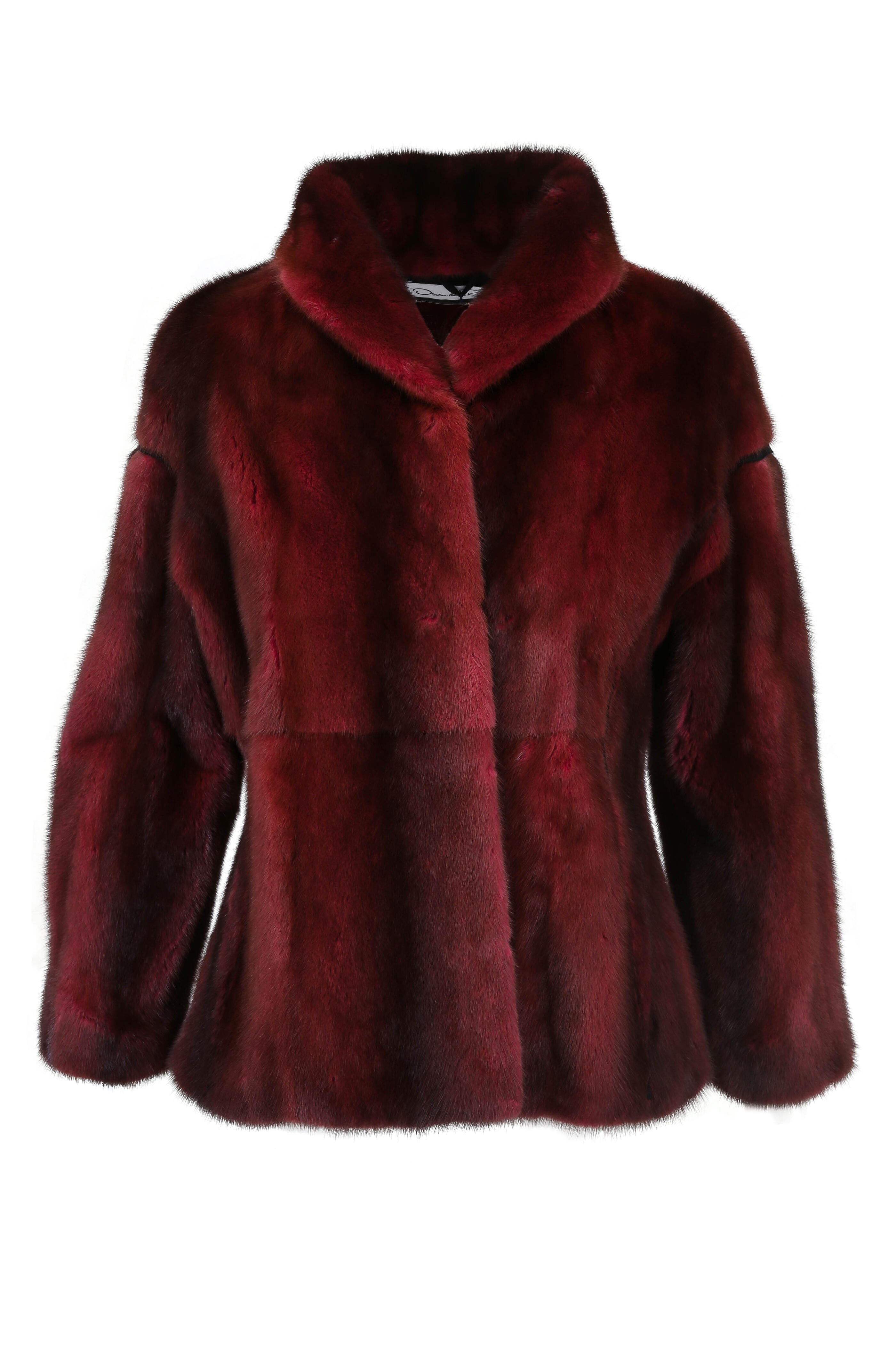 Oscar de la Renta Furs - Guava Dyed Mink Shawl Collar Jacket