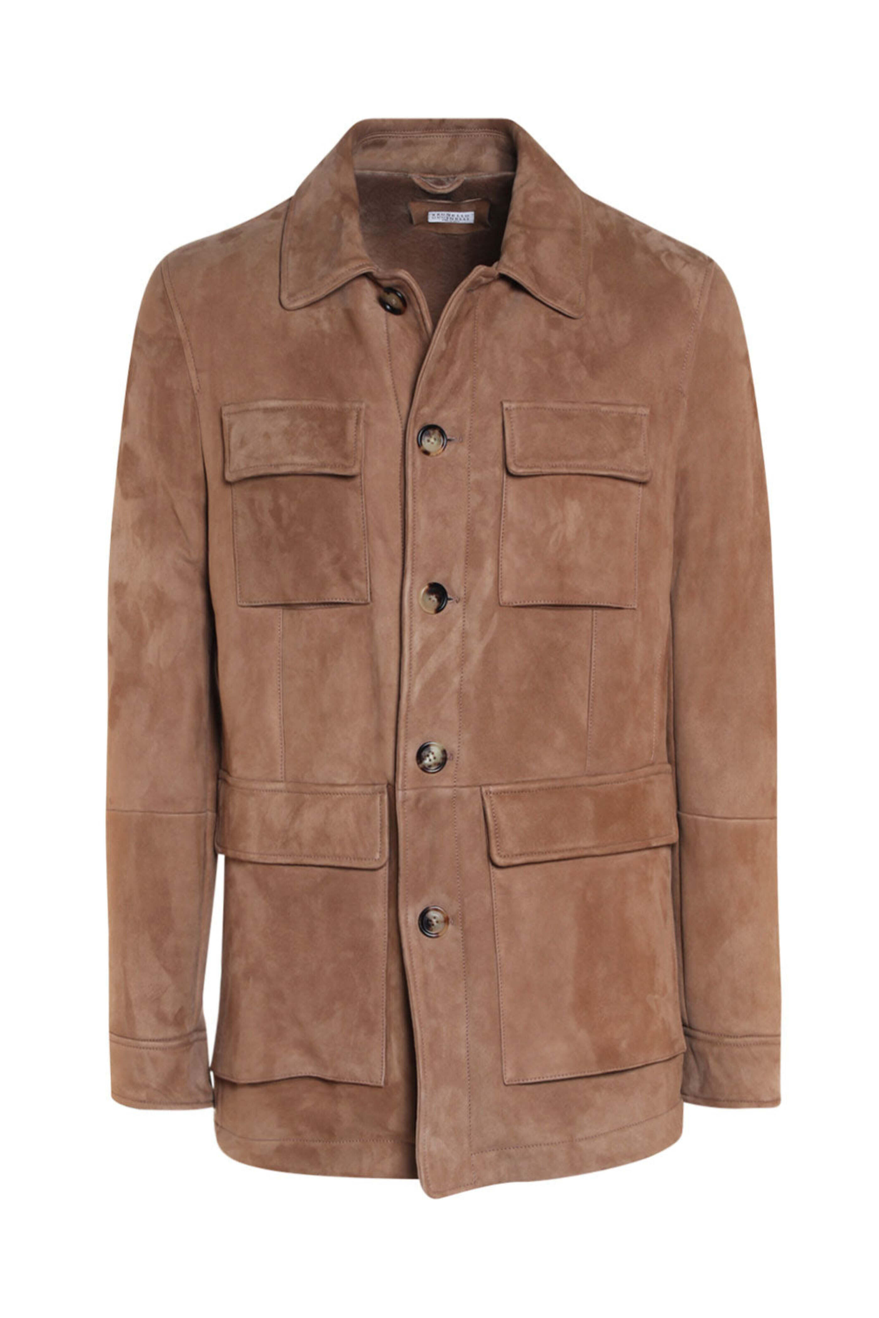 Brunello Cucinelli - Camel Suede Shearling Safari Jacket