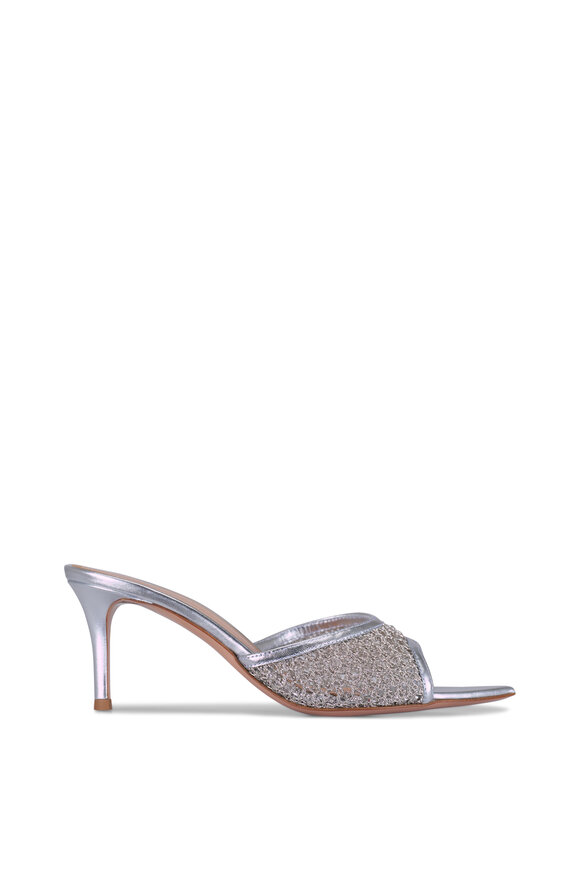 Gianvito Rossi Dorotea Silver Mesh Mule, 70mm - view 3