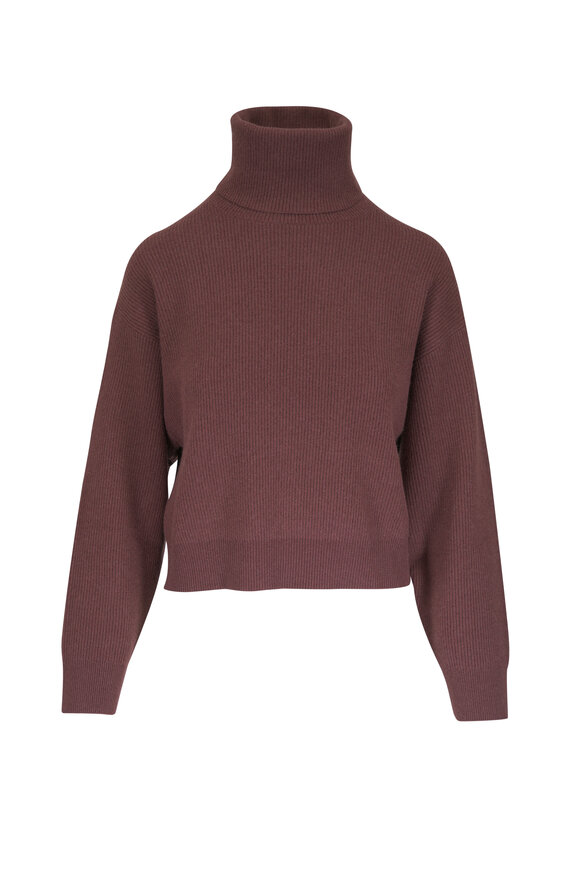 Brunello Cucinelli Chocolate English Rib Turtleneck Sweater - view 1