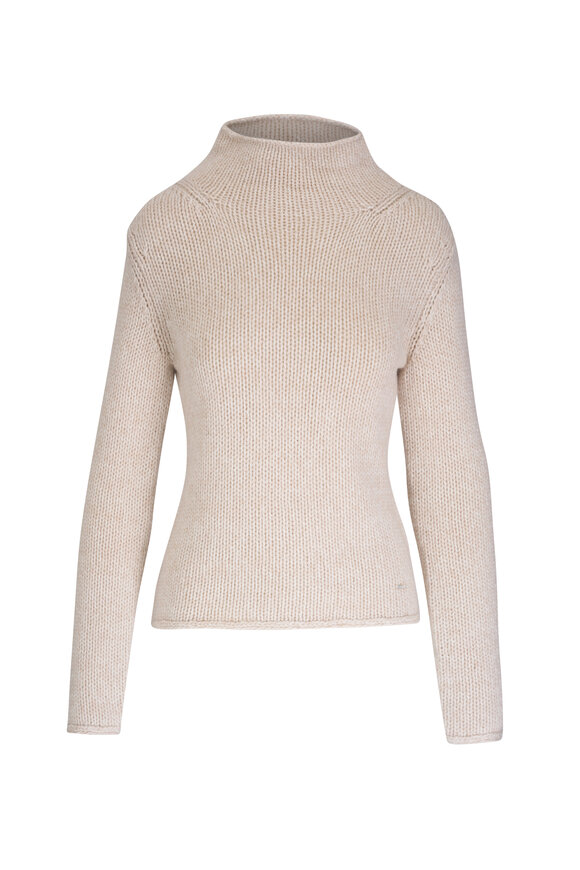 Akris TwoTone Ecru Cashmere & Wool Knit Sweater 