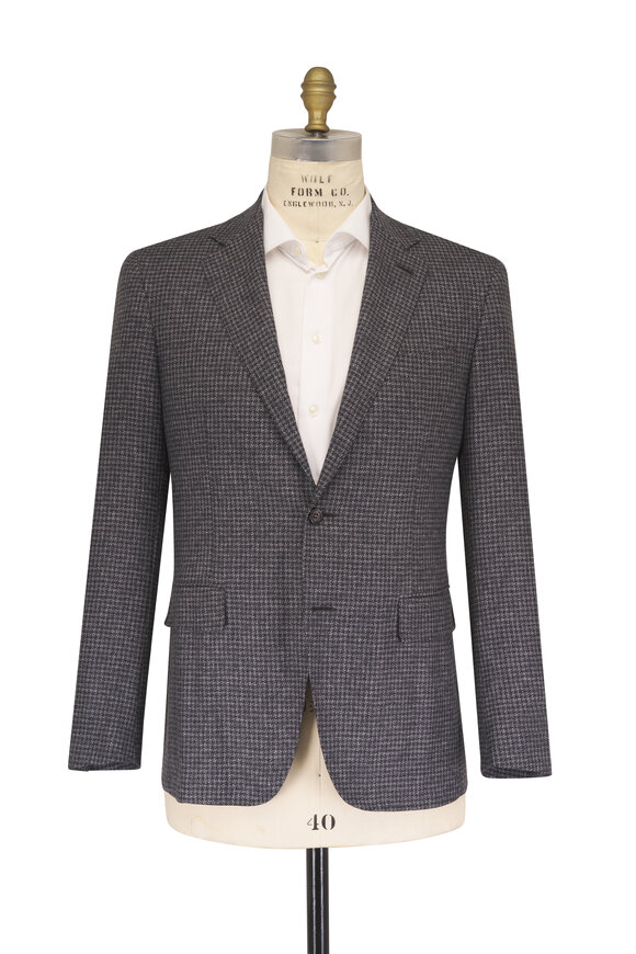 Canali Charcoal Gray Houndstooth Wool Sportcoat - view 3
