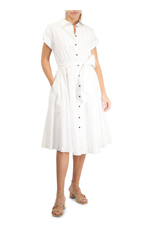 Kiton White & Tan Stripe Cotton Shirtdress - view 2
