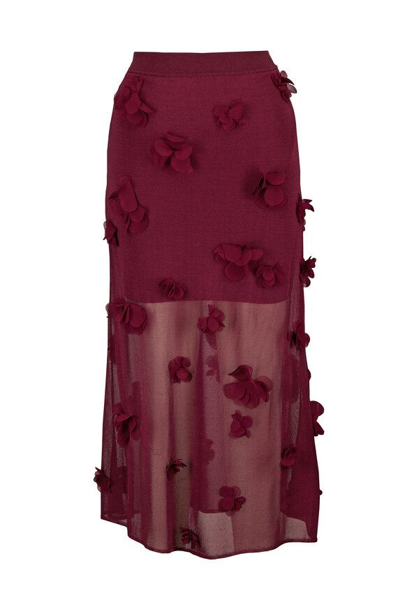 Simkhai Cora Fig Floral Applique Midi Skirt - view 1