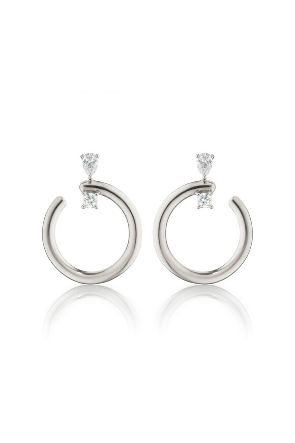 Monica Rich Kosann Sterling Silver White Sapphire Medium Galaxy Hoops - view 1
