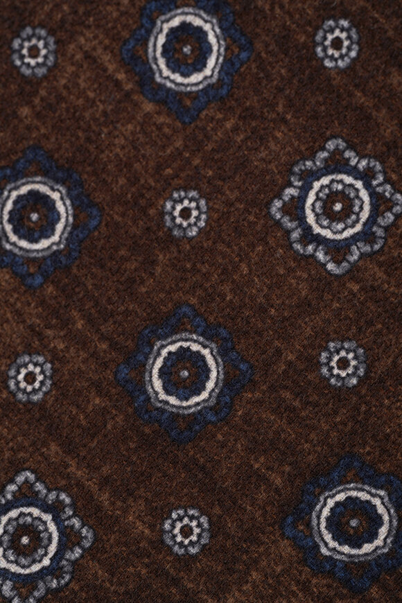 Kiton - Brown Medallion Print Silk Necktie