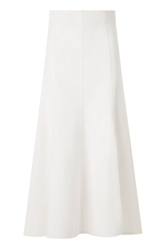 Akris Punto Cream Front Pleat Denim Midi Skirt - view 1