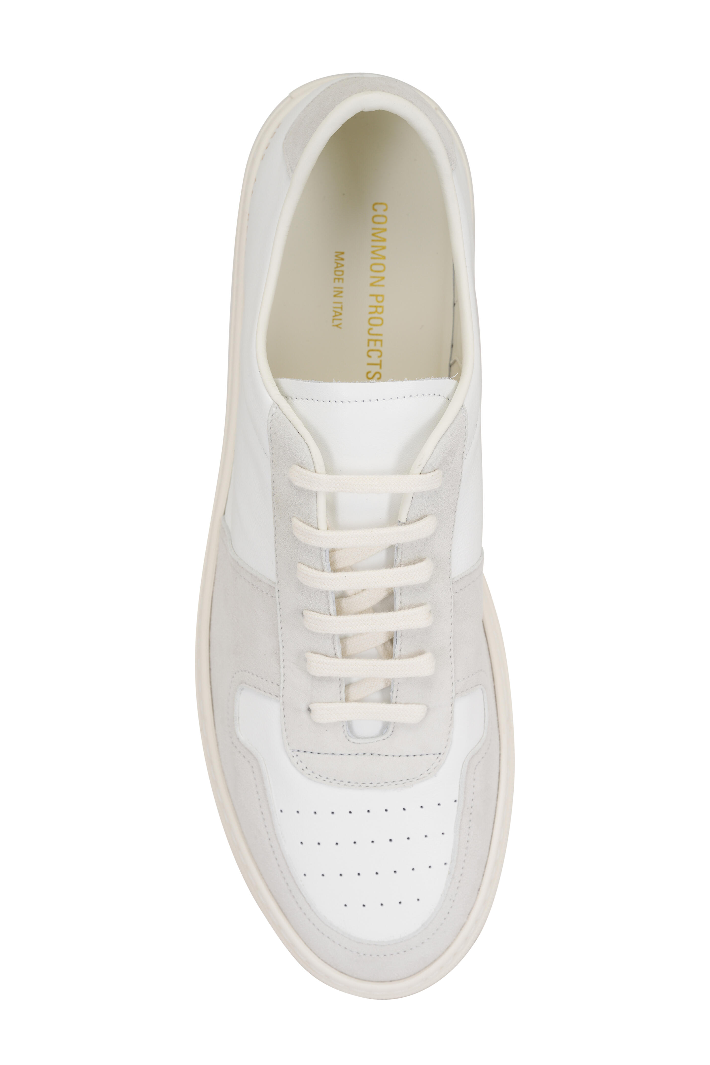 Common Projects - BBall White Leather & Suede Low Top Sneaker