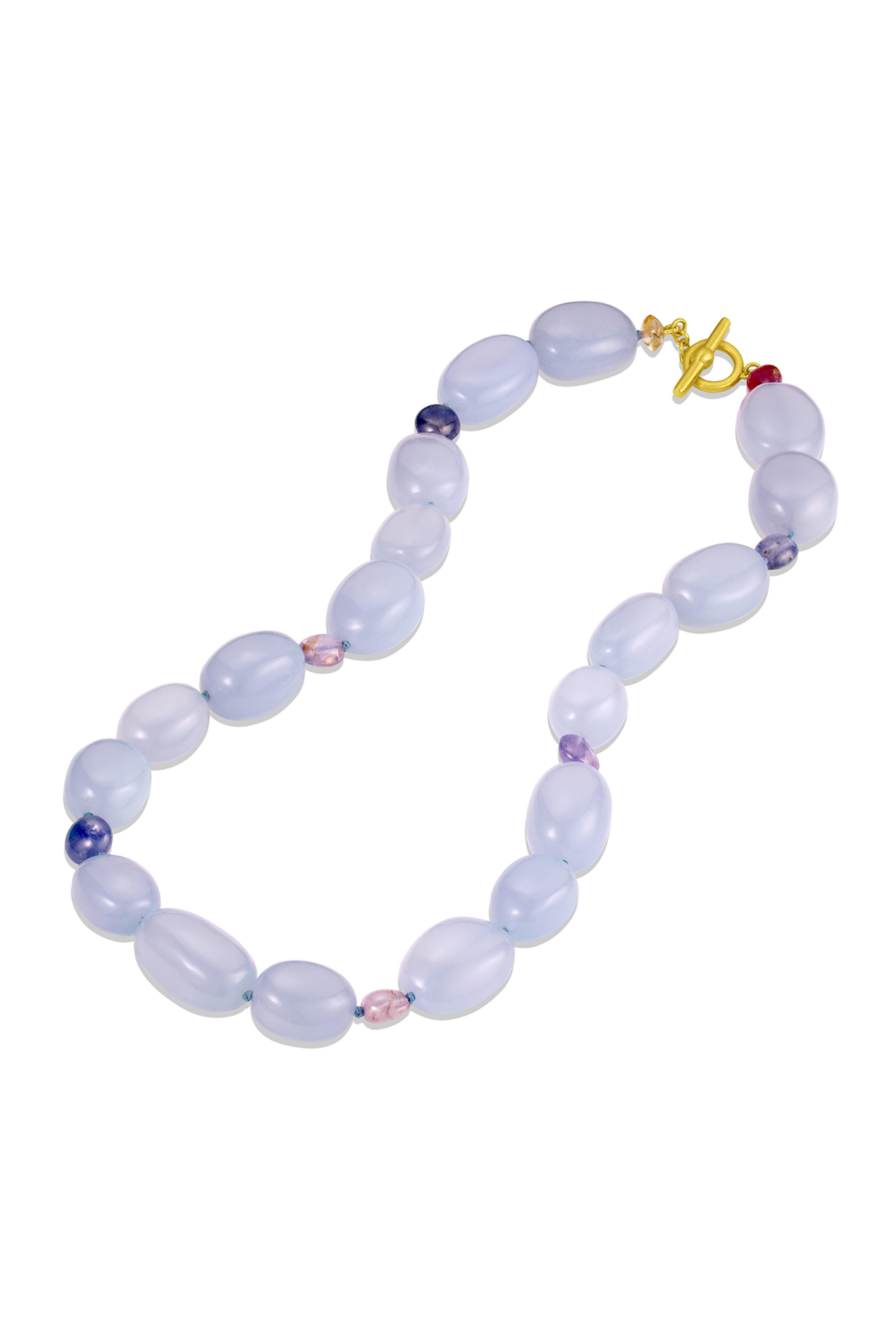 Leigh Maxwell - 18k Yellow Gold Chalcedony & Sapphire Necklace - view 2