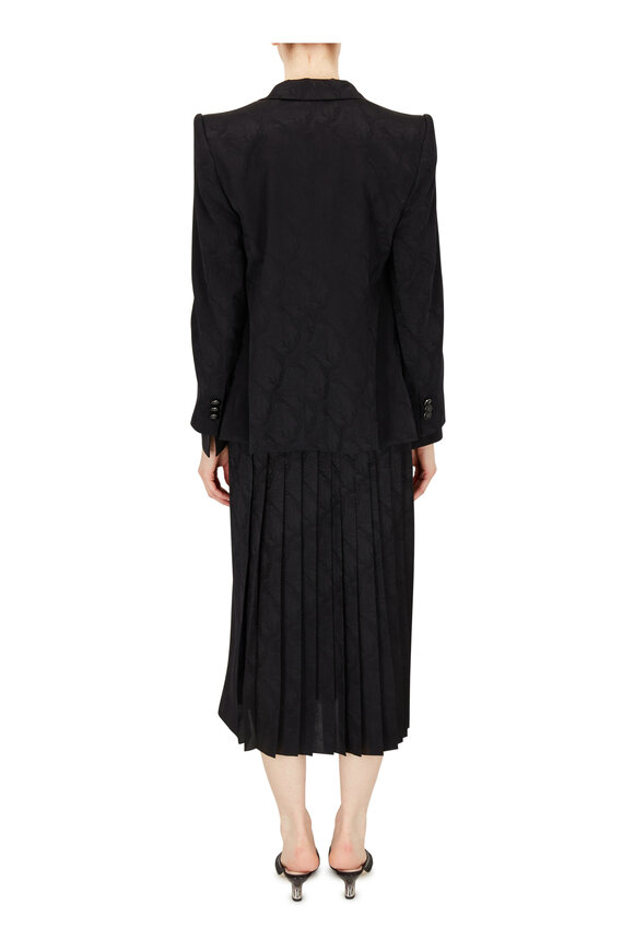 Fendi - Black Silk Jacquard Abstract Leaves Midi Skirt