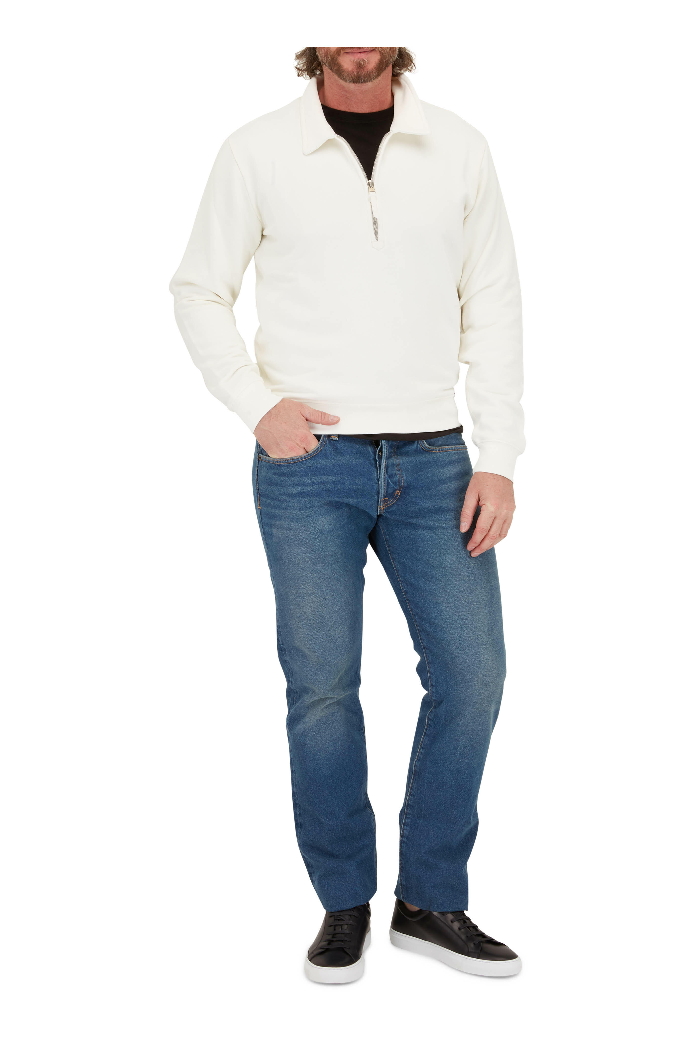 Tom Ford White Jersey Quarter Zip Pullover Mitchell Stores