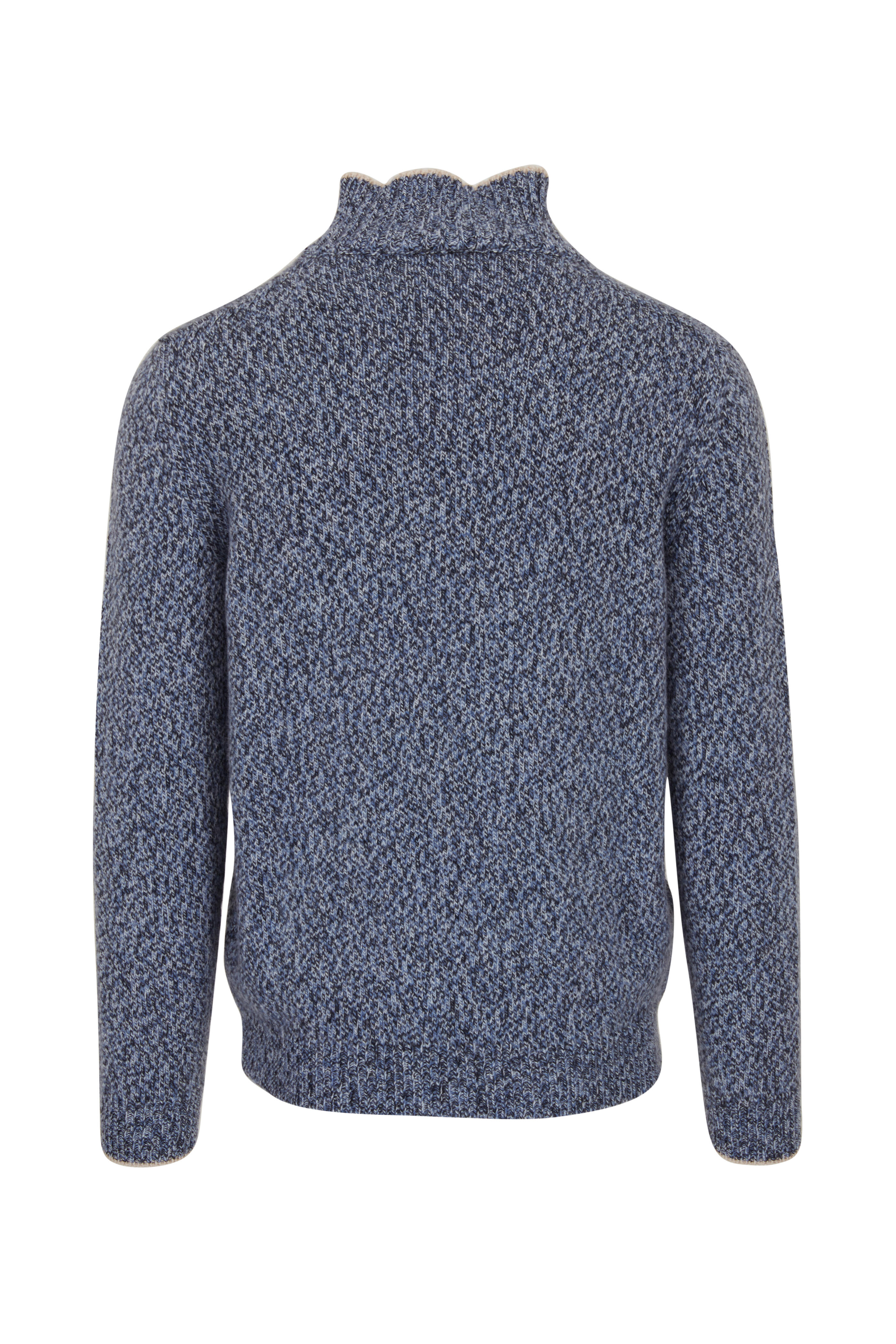 Fedeli - Blue Melange Half-Zipped Cashmere Sweater