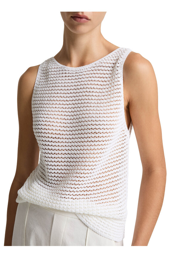 Vince Optic White Open Knit Tank - view 4