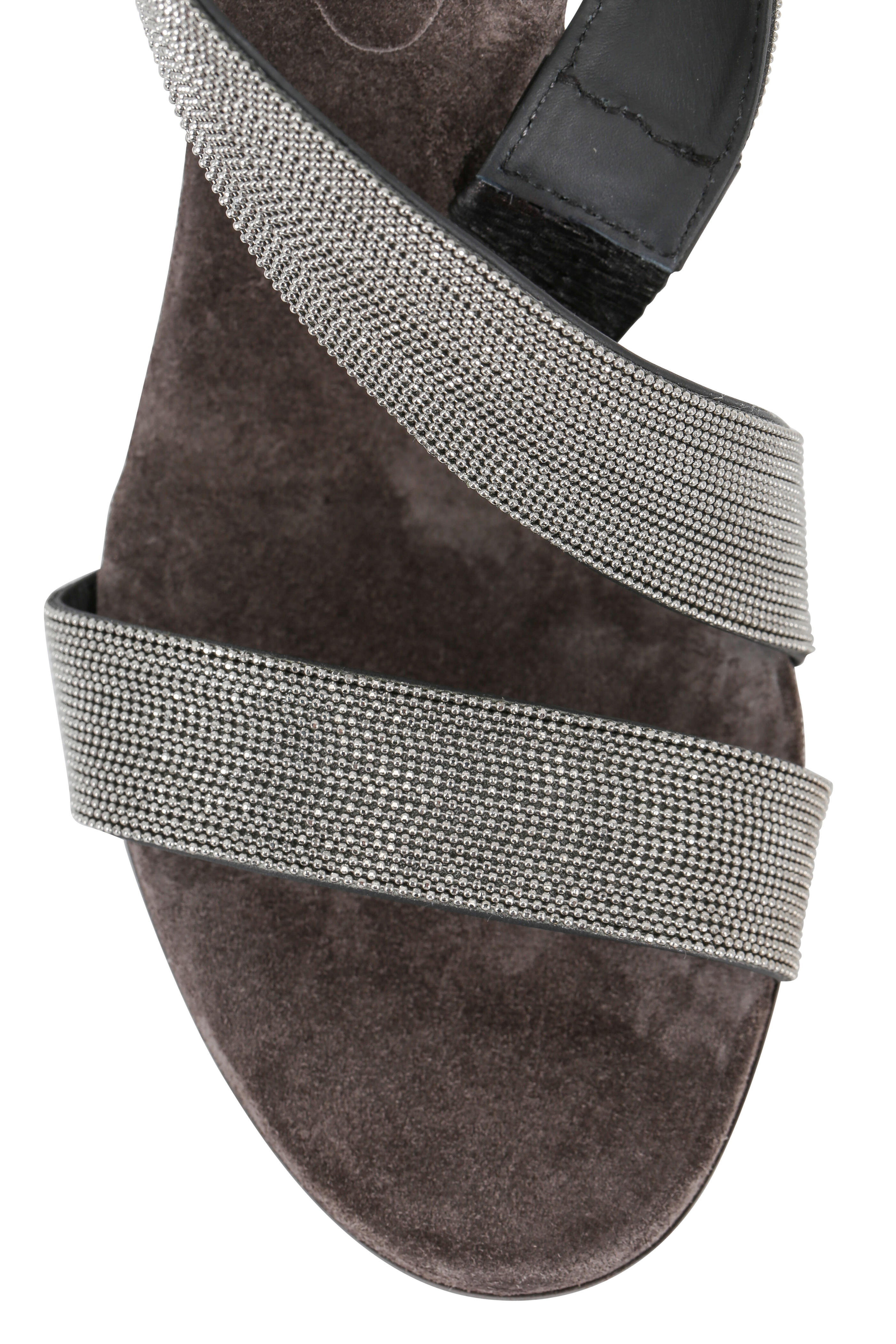 サンダル・ミュール BRUNELLO CUCINELLI BLACK SANDALS WITH PRECIOUS STRAP Brunello Cucinelli Brunello Cucinelli Black Sandals With