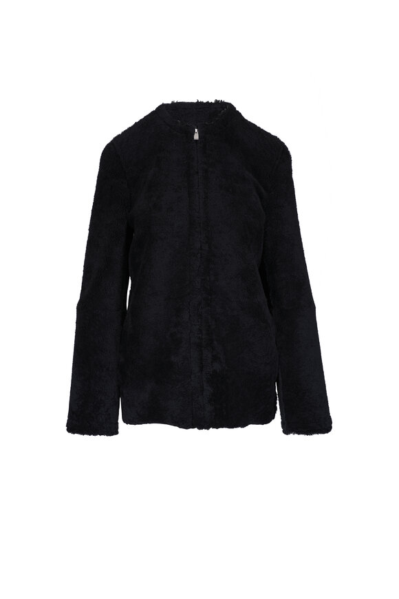 Totême Black Zip Teddy Shearling Jacket