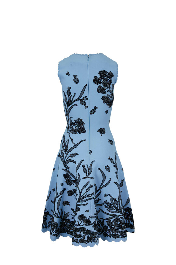 Carolina Herrera - Sky Blue Jacquard Sleeveless A-Line Dress