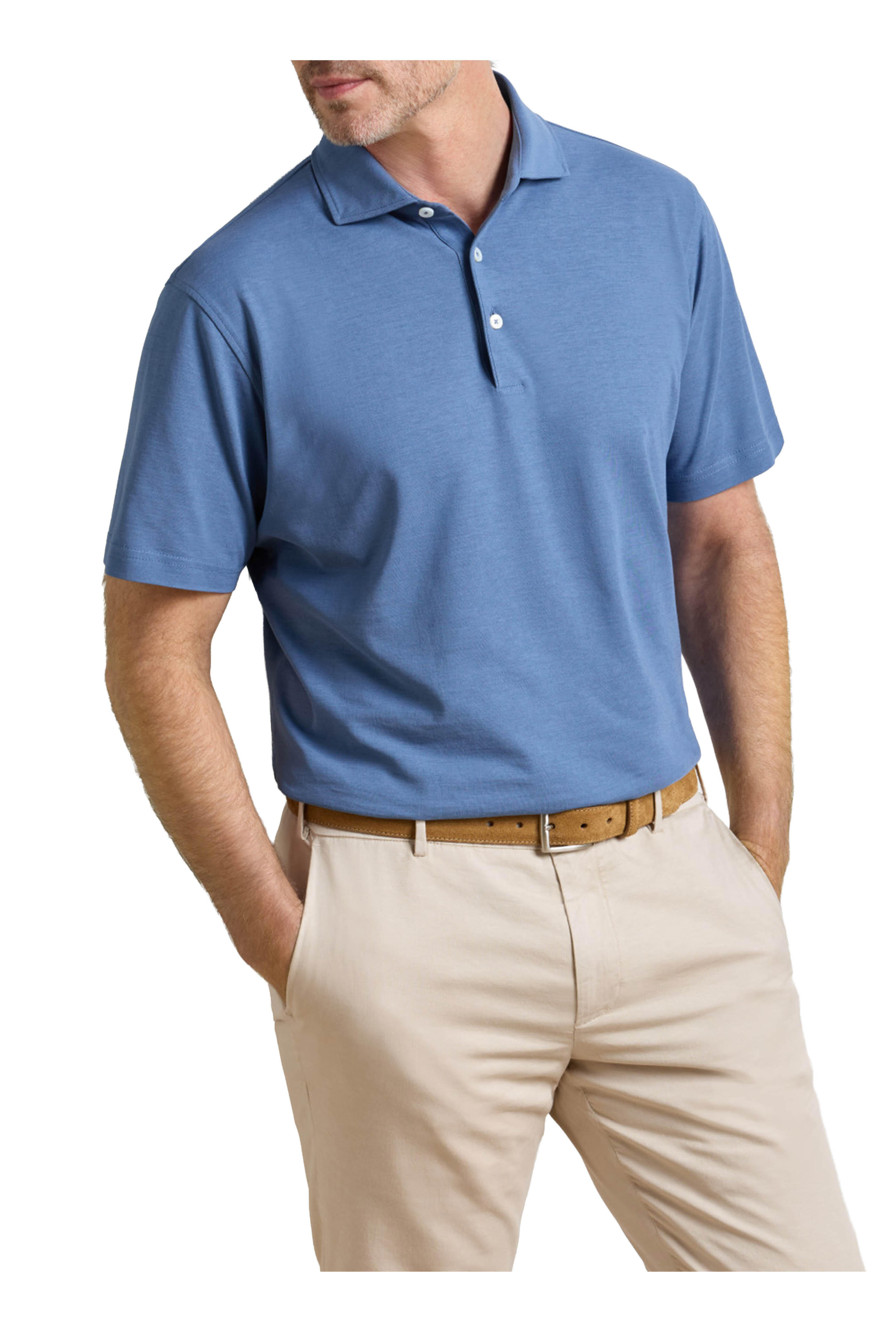 Peter Millar - Storm Blue Cotton Short Sleeve Polo