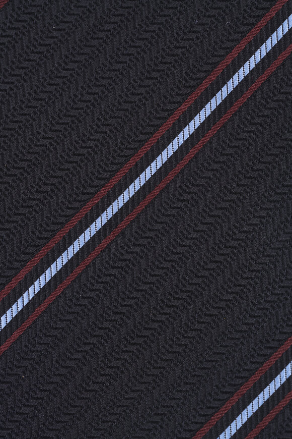 Brioni Coffee Jacquard Stripe Silk Necktie - view 2
