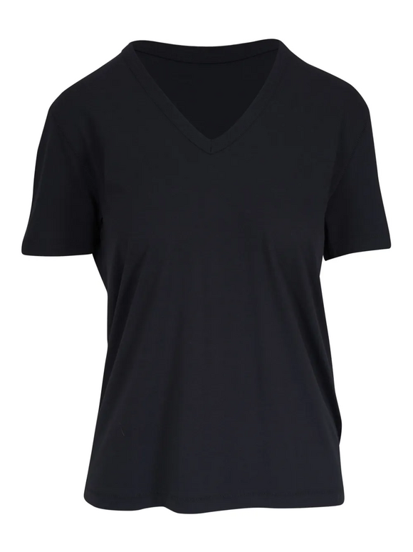Majestic Black Semi Relaxed V-Neck T-Shirt - view 3