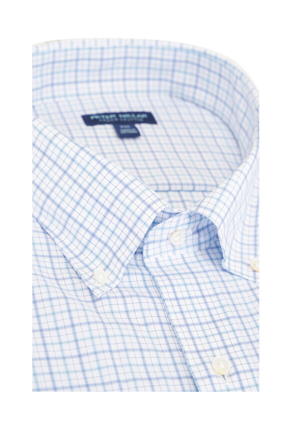Peter Millar Canal Blue Frost Performance Poplin Sport Shirt - view 5