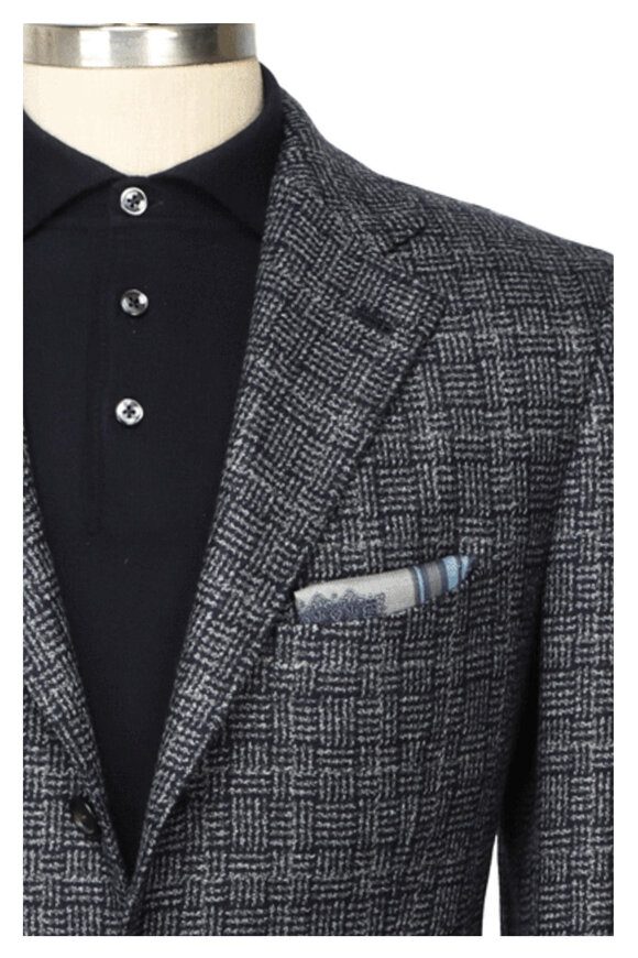 Cesare Attolini Gray & Navy Basketweave Sportcoat - view 1