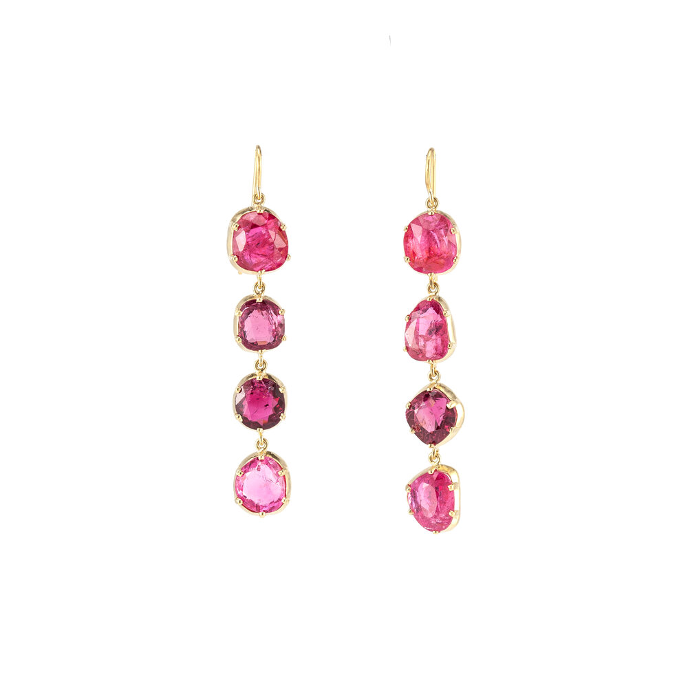 Sylva & Cie - 18K Yellow God Burmese Spinel Drop Earrings