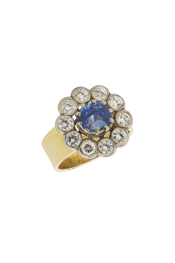 Renee Lewis Diamond Rim Sapphire Ring