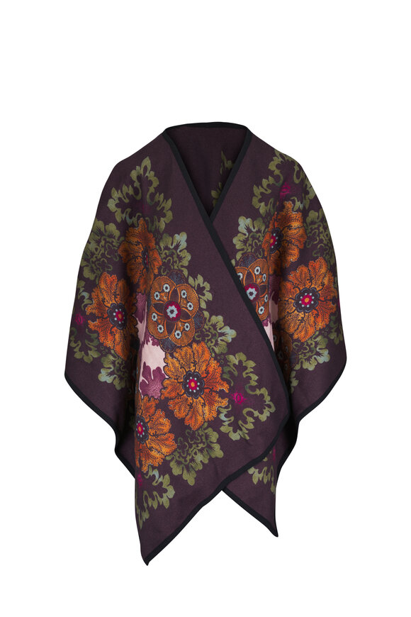 La DoubleJ Bounty Placee Burgundy Wool Poncho